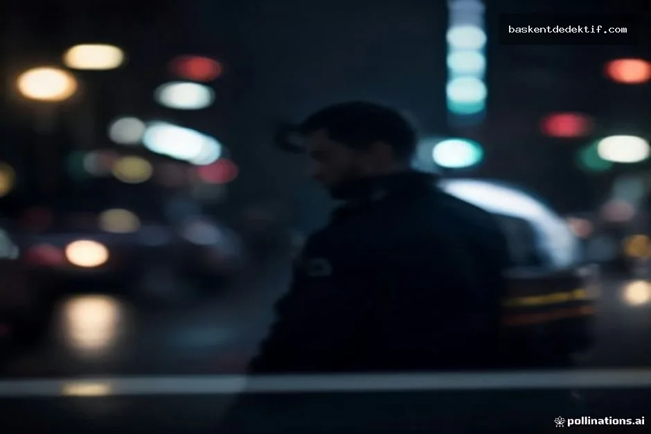 Gece olay yerini inceleyen odaklanmış Sarıçam Dedektif geniş açı