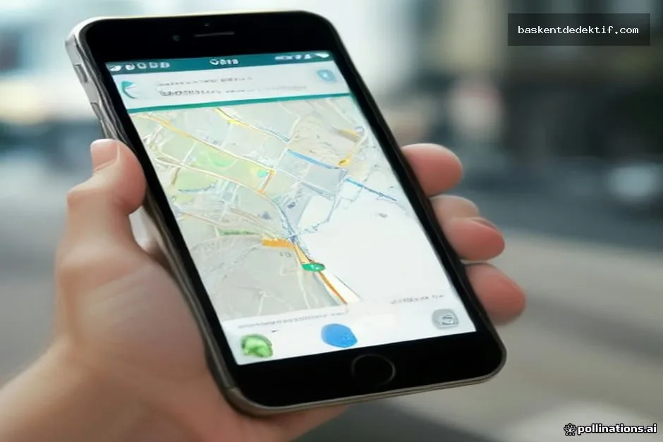 Akıllı telefon ekranında adres tespit ettirme işlemi yapan kişi