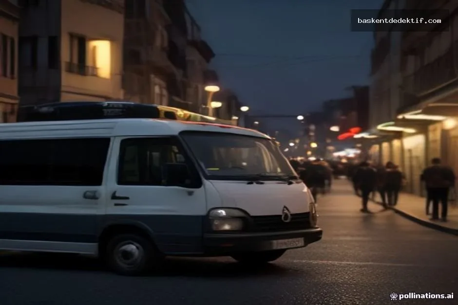 Afyonkarahisar özel dedektif vanı modern şehirde gece yarısı dumanlı sokakta durur