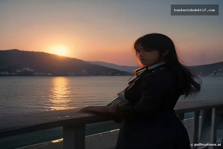 Amasra limanında gün doğumunda ipuçlarını inceleyen Dedektif Amasra