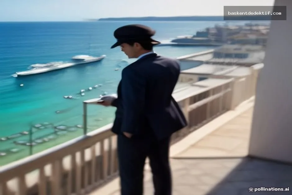 Atakum’un Sırlarını Keşfedin: Samsun Özel Dedektif Hizmetleriyle Gizemli Gerçekleri Aydınlatın 3 Detective examining crime scene board overlooking Samsun Atakum harbor with coastal cityscape