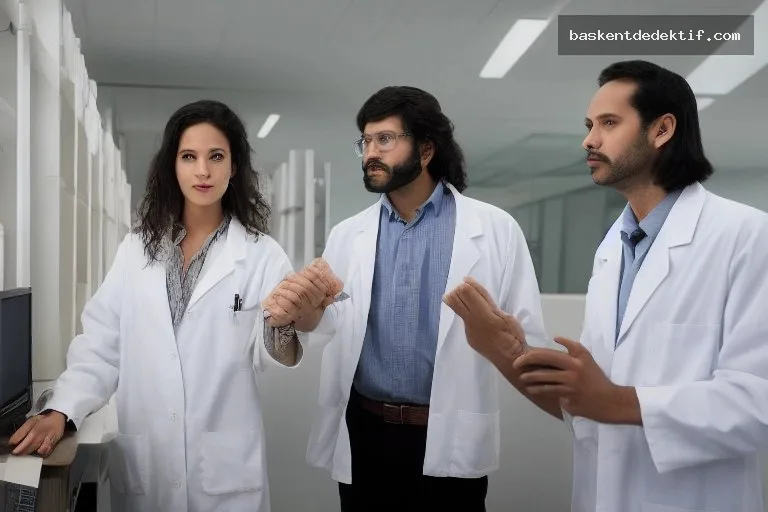 Laboratuvar ortamında eş araştırma yapan iki bilim insanı