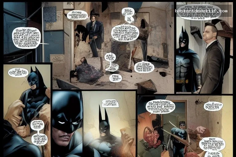 Batman Dedektif comic sayfalarında kanlı suç sahnesi
