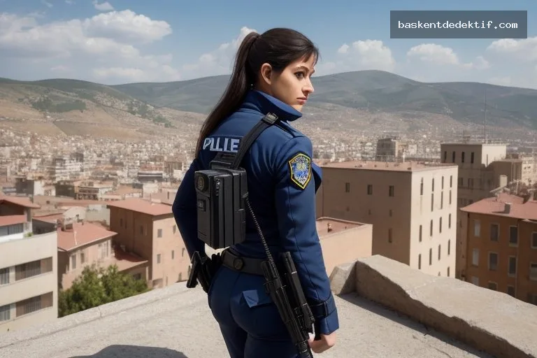 Bayburt dedektif ofisi içinde dikkatli bir polis memuru serbest bir dosyayı inceleyen