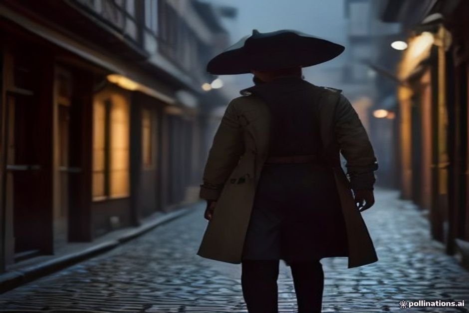 Dedektif Iğdır Detektif Iğdır in trench coat inspects cobblestone street clues