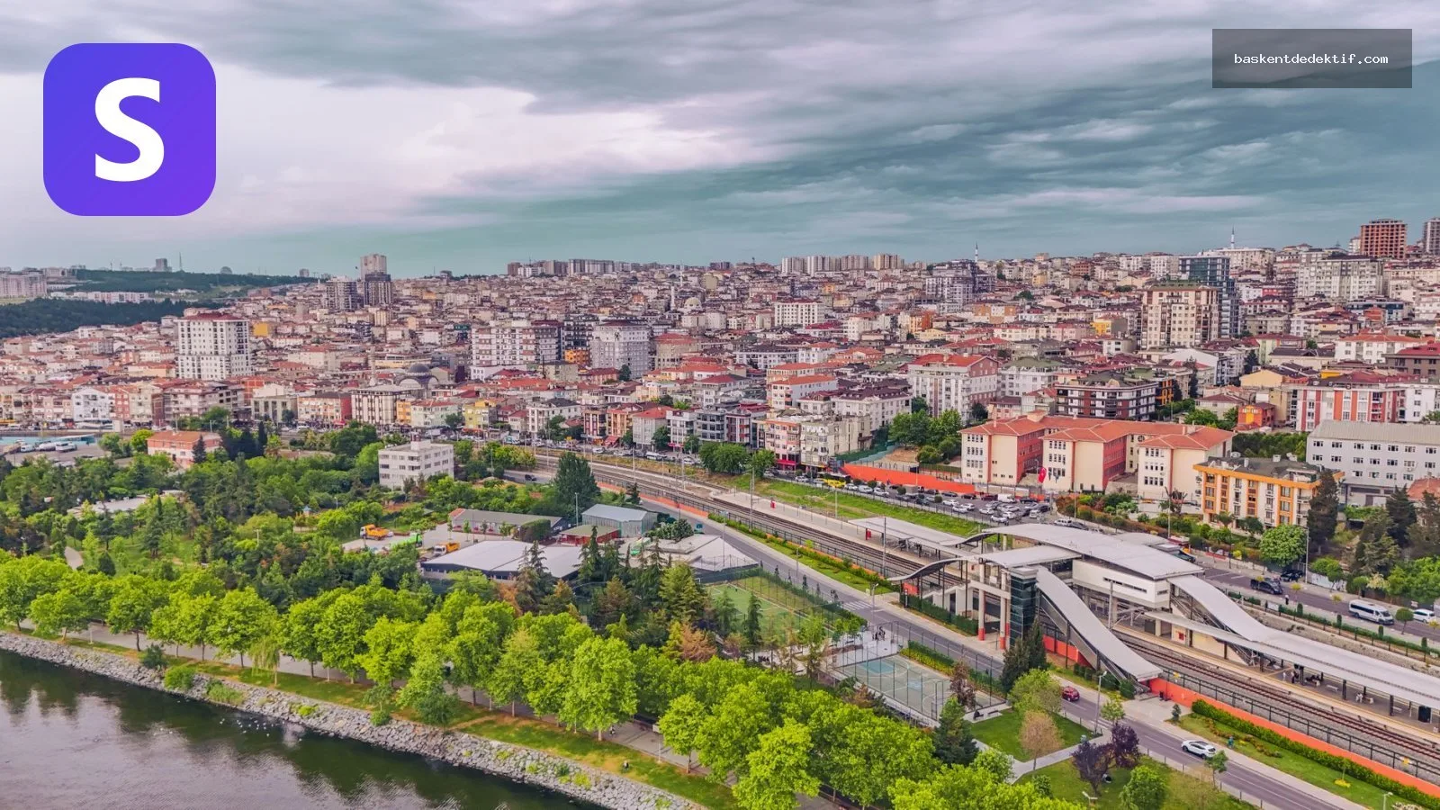 Dedektif İstanbul Tuzla bölgesinde havadan şehir manzarası