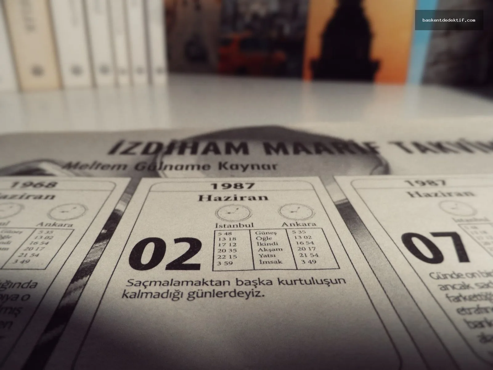 1987 Türk takvim sayfasında Kazımkarabekir Merkez Dedektif tarihi bilgiler