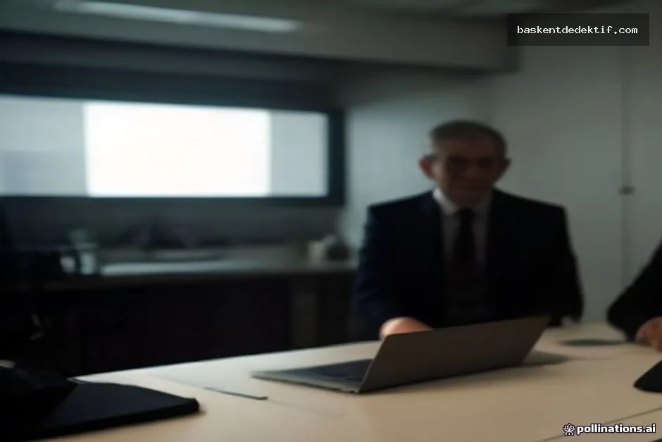 Bir odada ışıklandırılmış gizli kamera izleme ekranı ve laptop ile çalışan gizli