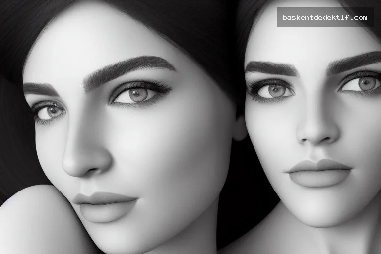 Stylish woman’s bold arched eyebrows in sharp black-and-white close-up portrait editorial style