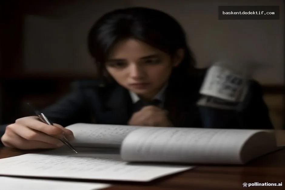 Iğdır Dedektif: Şehrin Gizli Gerçeklerini Profesyonel Bir Şekilde Keşfedin 4 Iğdır dedektifi bir suç tespitinde kanlı belgeyi inceleyen karanlık ofiste