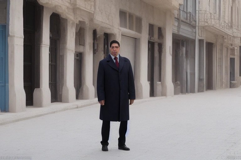 Detektif Iğdır’ın Iğdır merkez polis binası önünde profesyonel pose ile duran görüntüsü