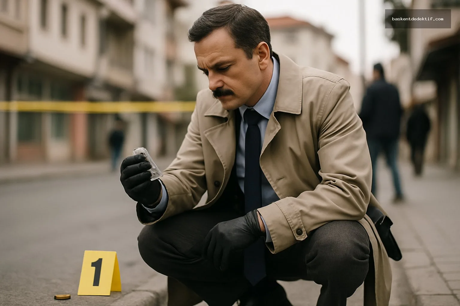 Dedektif Kırşehir suç mahallinde kanıt inceliyor