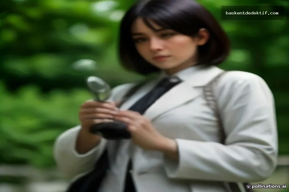 Konyaaltı Dedektif parkta büyüteç ile ipucu inceliyor