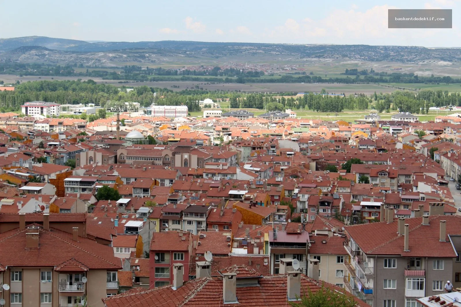 Kütahya Dedektif, terracotta çatıları ve yeşil şehir manzarası