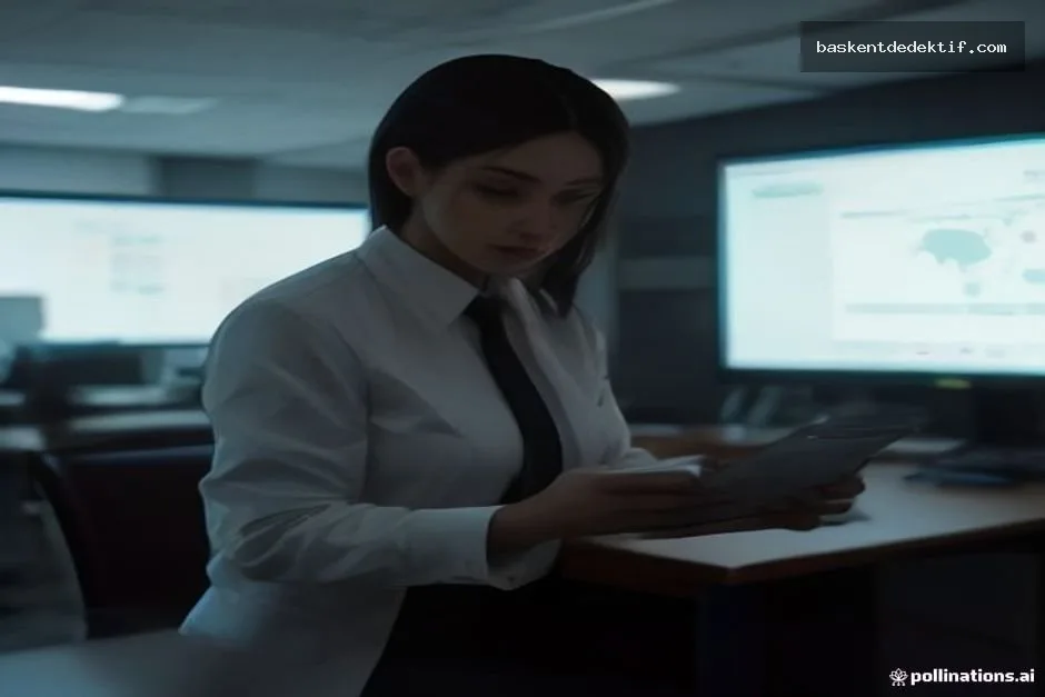 Özel dedektif Kıbrıs’taki modern cyber güvenlik ofisinde çalışan profesyonel bir dedektif tablet