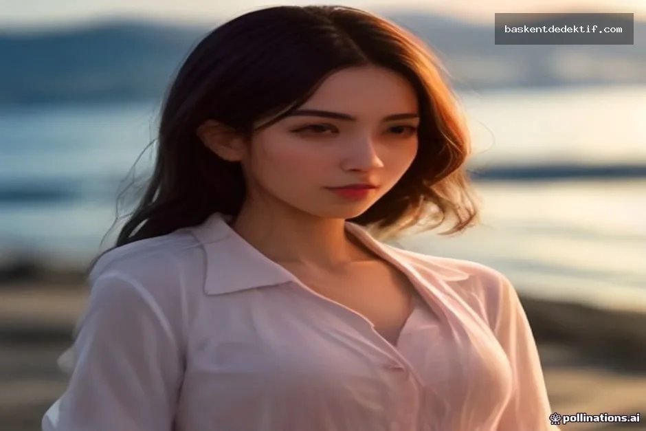 Mudanya sahilinde yürüyen Mudanya Dedektif, gün doğumu ışığında