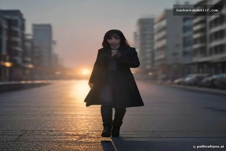 Nilüfer sahilinde gün doğumunda yürüyen Nilüfer Dedektif