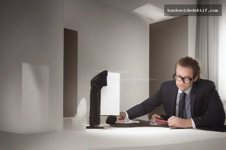 Profesyonel bir özel dedektif, rahat bir masada belgeleri inceleyen modern ofis ortamında