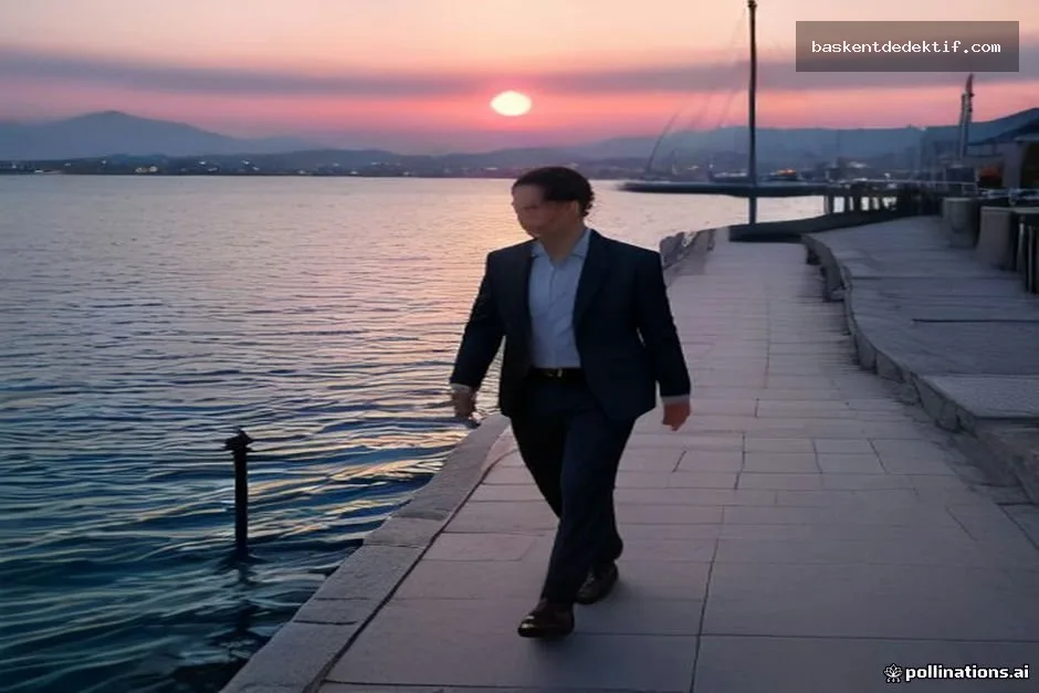 İstanbul Sarıyer Dedektif sahilde yürürken günbatımı
